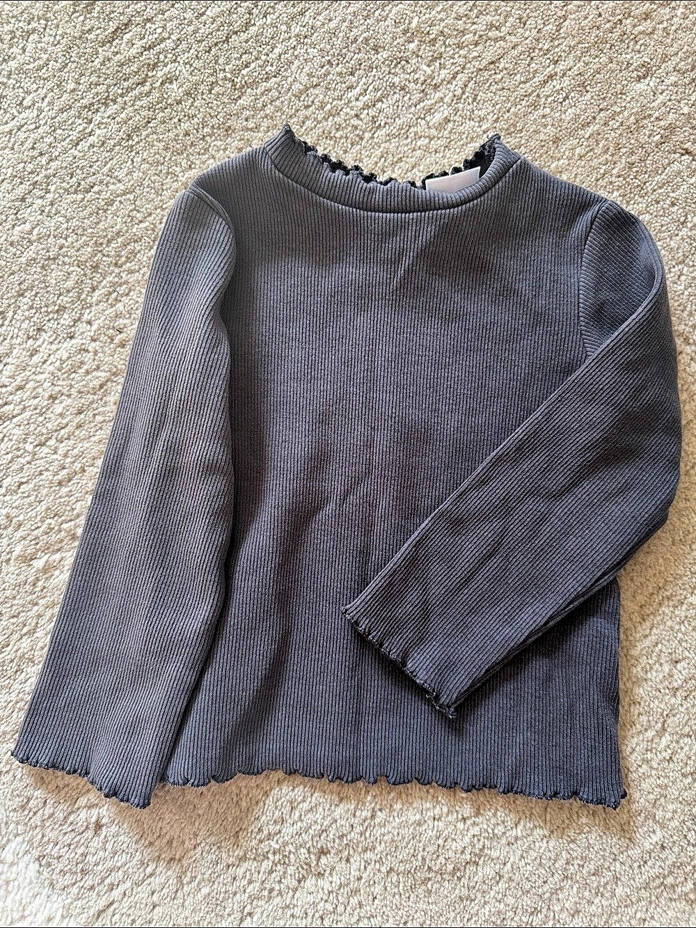 Zara Girls Gray Ribbed Long Sleeve Tee Size 9-12M